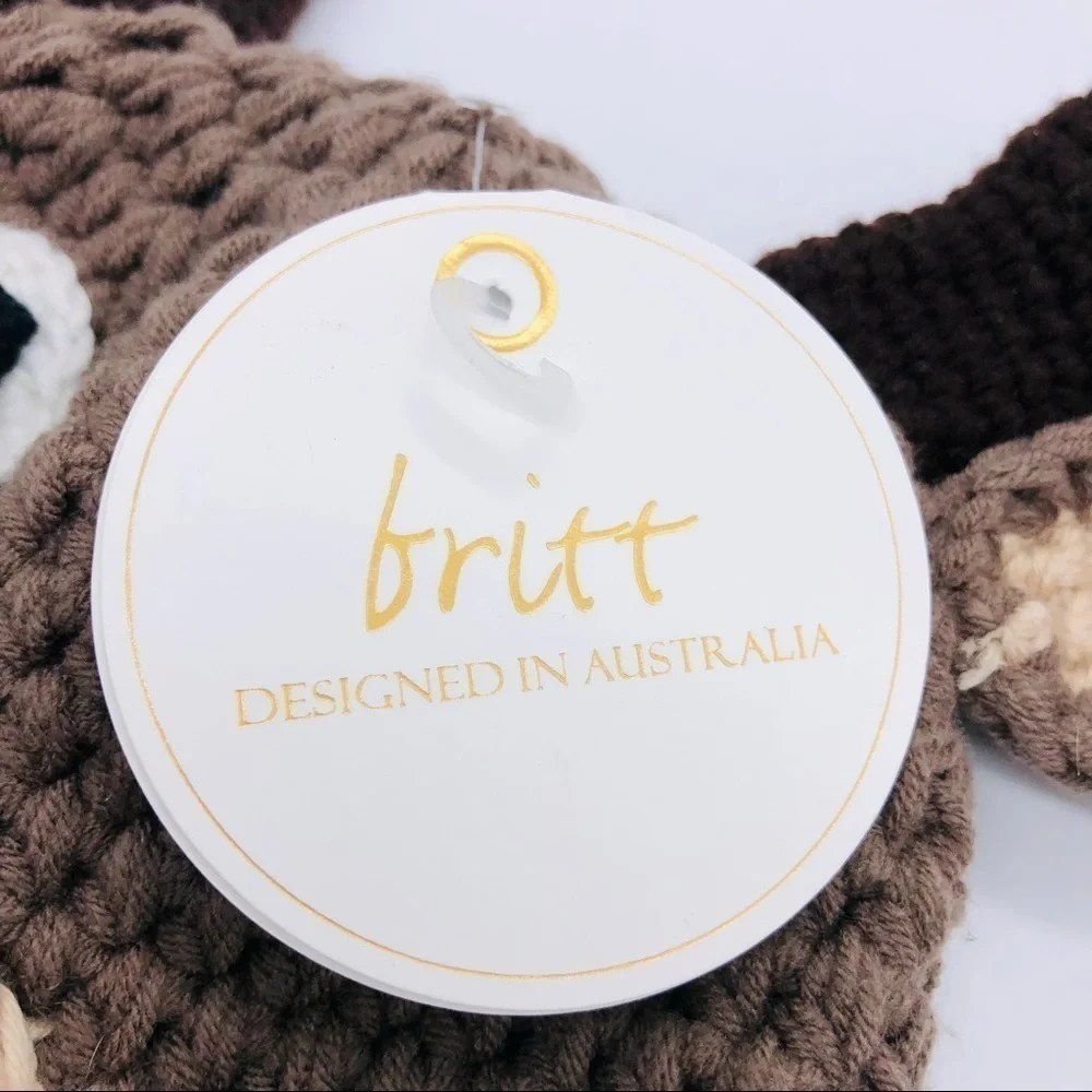 BRITT BEAR KNITTED REINDEER HAT SIZE 0-6 MONTHS NWT